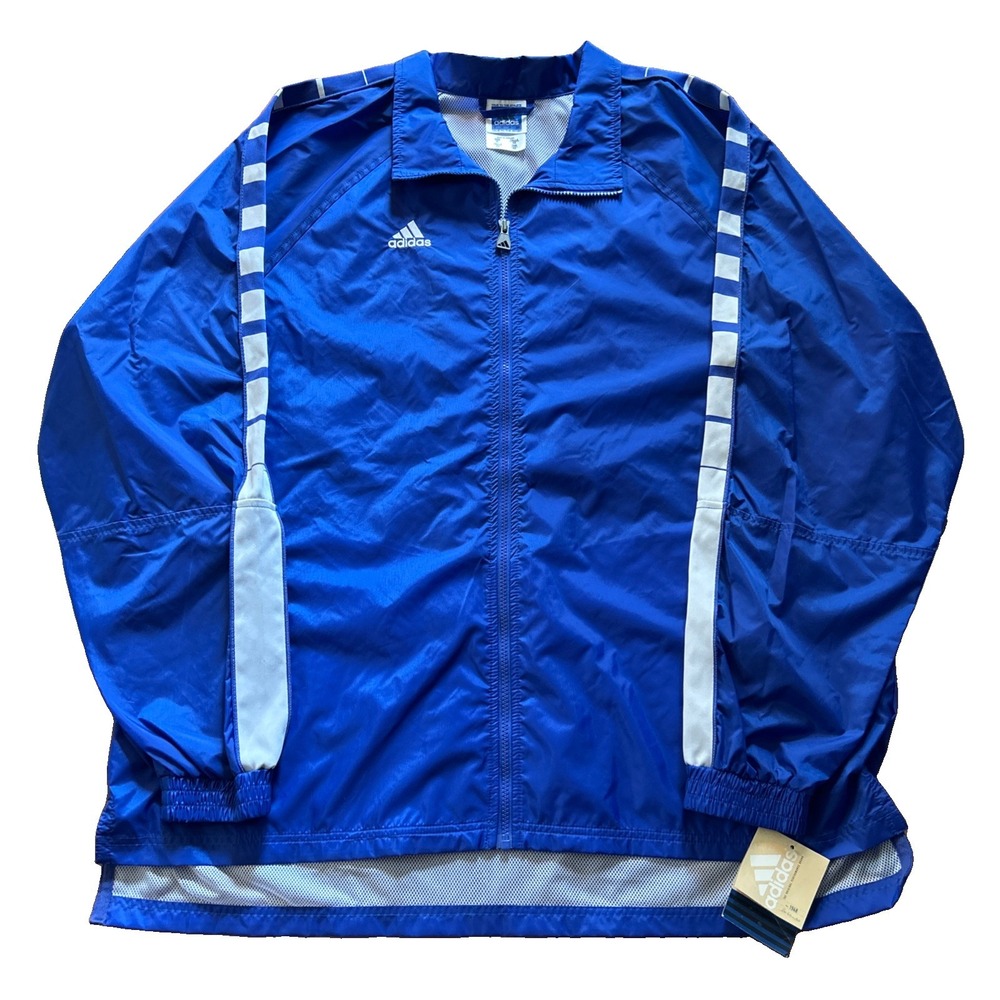 NWT Vintage 90s Adidas Windbreaker Zip Up Jacket Mens Size XL Blue